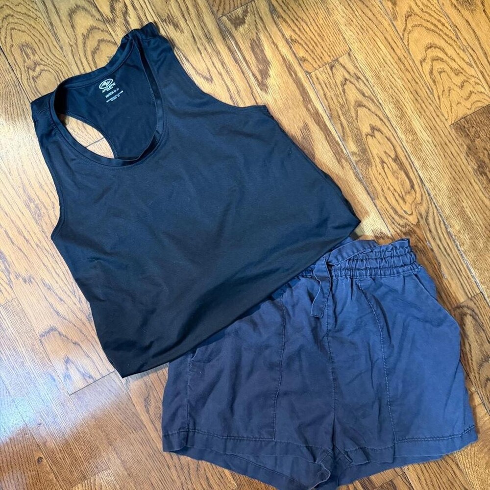 Athletic works and Japna black tank top and grey shorts Size XS(0-2) #loungewear